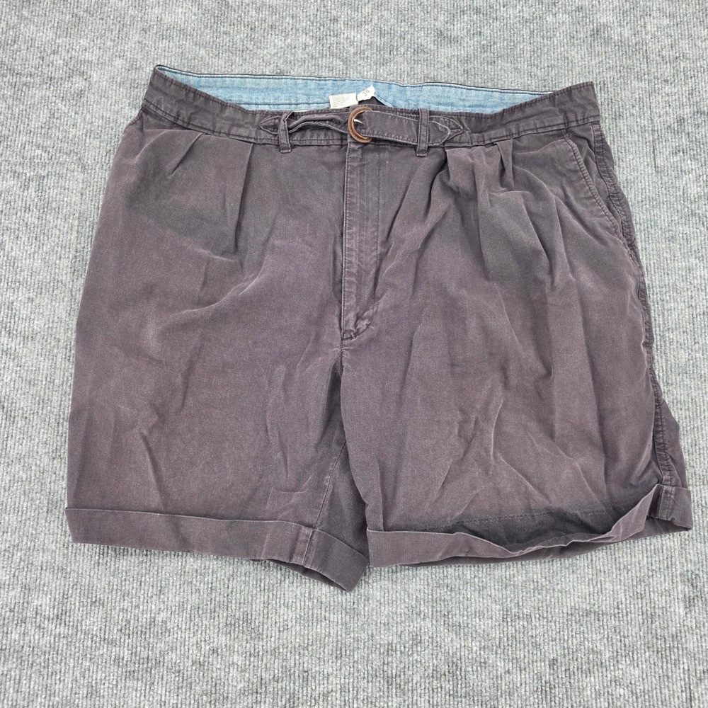 Flyers by Royal Palm Mens 38 Pleated Belted Shorts Charcoal Gray Cotton Cuffed